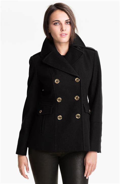 michael kors classic fit peacoat|michael kors double breasted coat.